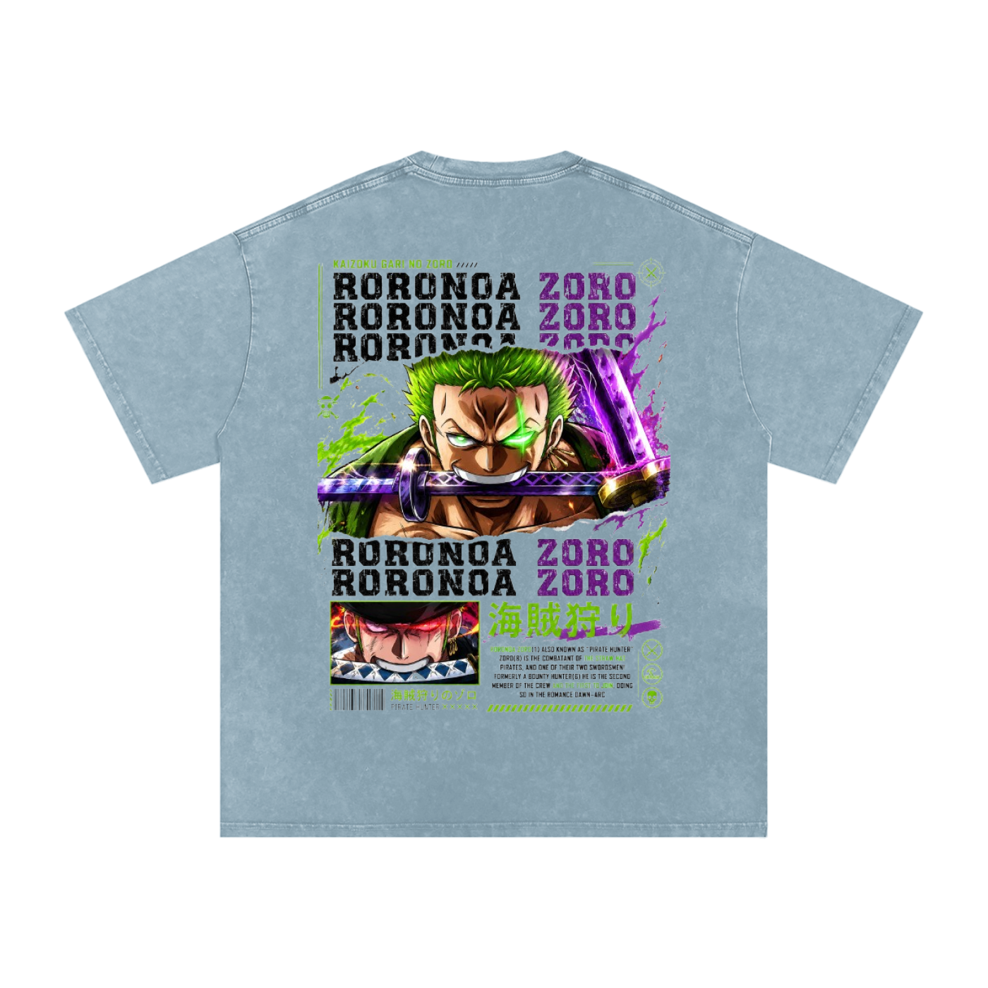ZORO ASHURA BLADES DRAWN ONE PIECE OVERSIZED T SHIRT
