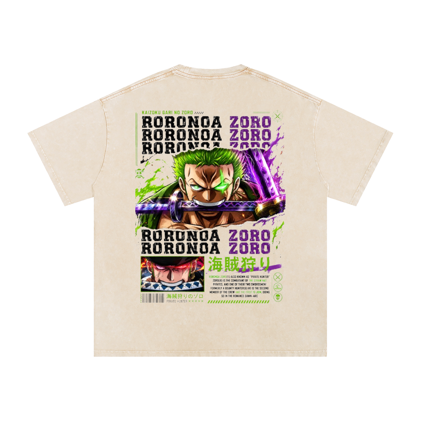 ZORO ASHURA BLADES DRAWN ONE PIECE OVERSIZED T SHIRT