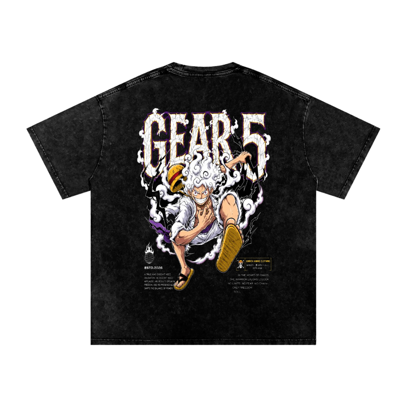 LUFFY GEAR 5 WANTED POSTER ONE PIECE OVERSIZED T SHIRT