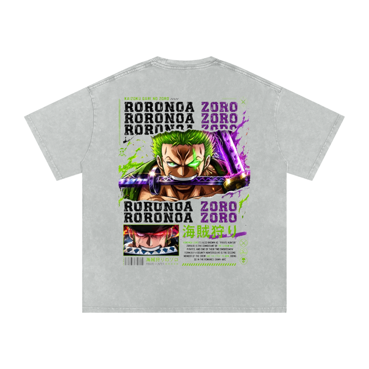 ZORO ASHURA BLADES DRAWN ONE PIECE OVERSIZED T SHIRT