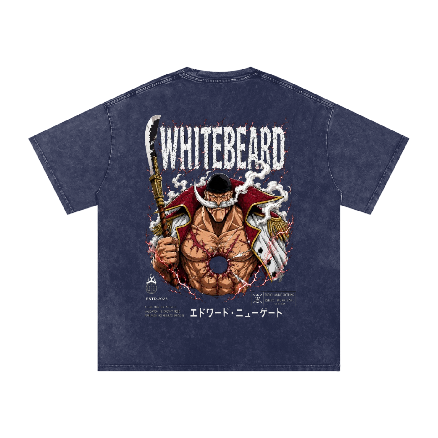 EDWARD NEWGATE WHITEBEARD WANTED POSTER ONE PIECE OVERSIZED T SHIRT