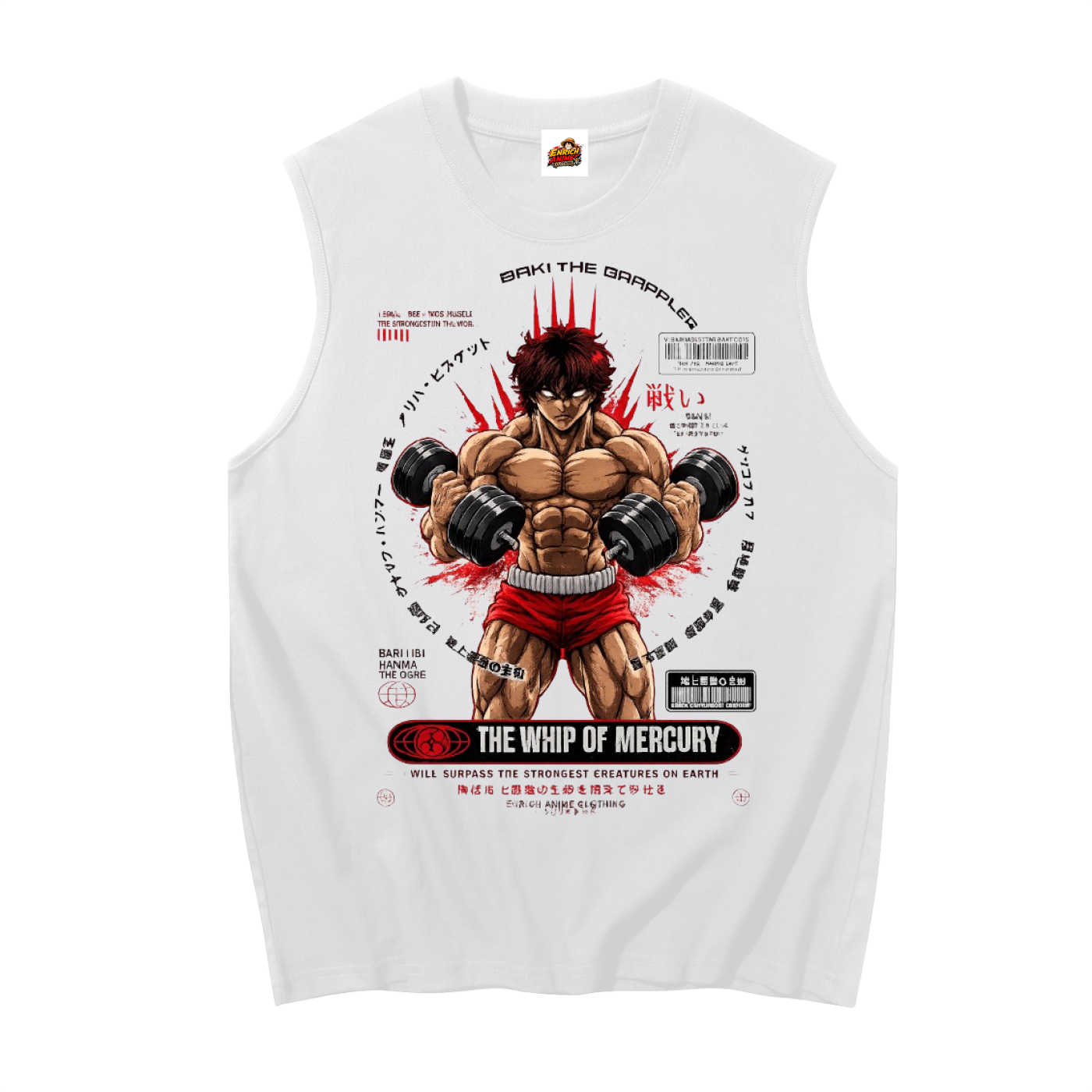 BAKI HANMA WHIP OF MERCURY GYM TANK TOP