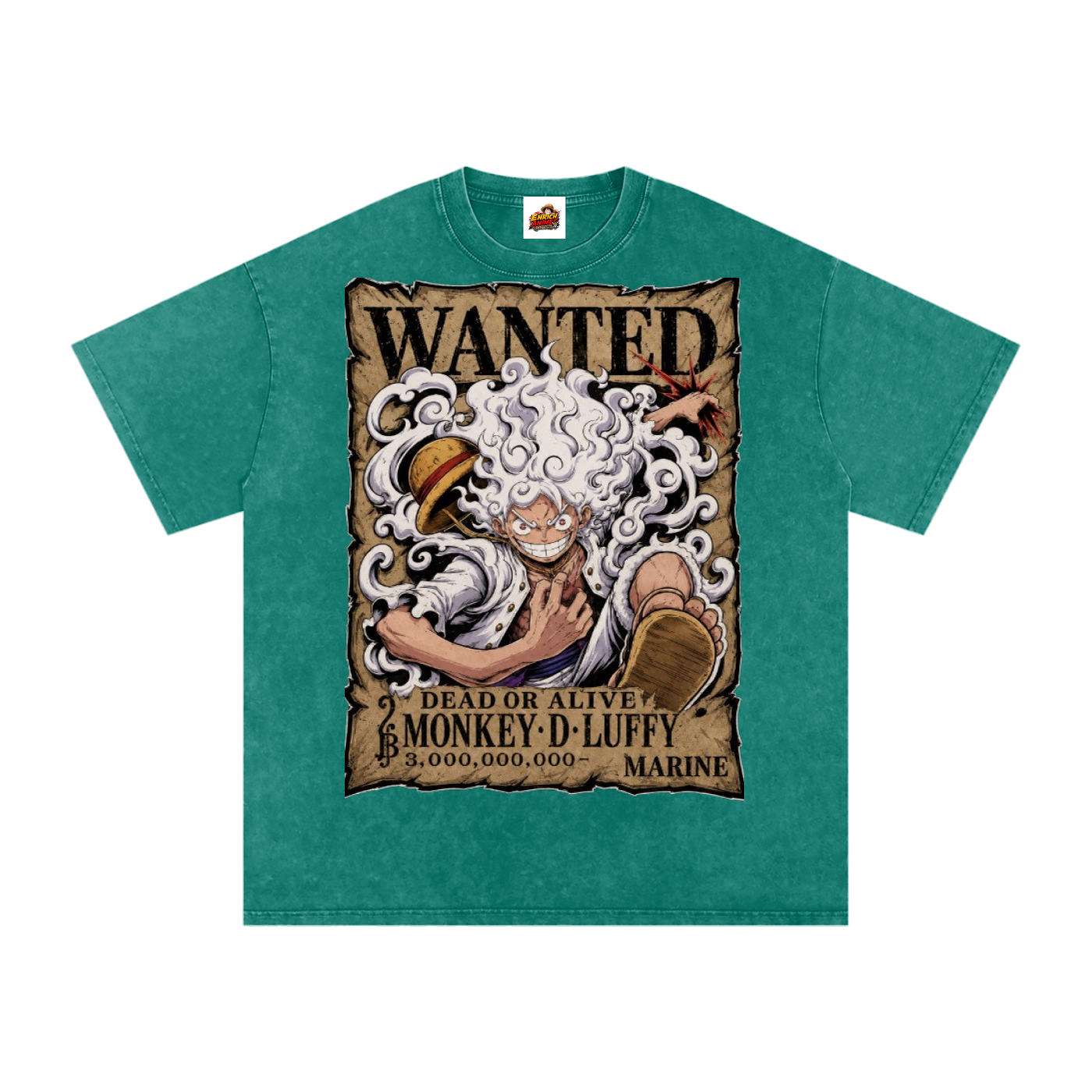 LUFFY GEAR 5 WANTED POSTER ONE PIECE OVERSIZED T SHIRT