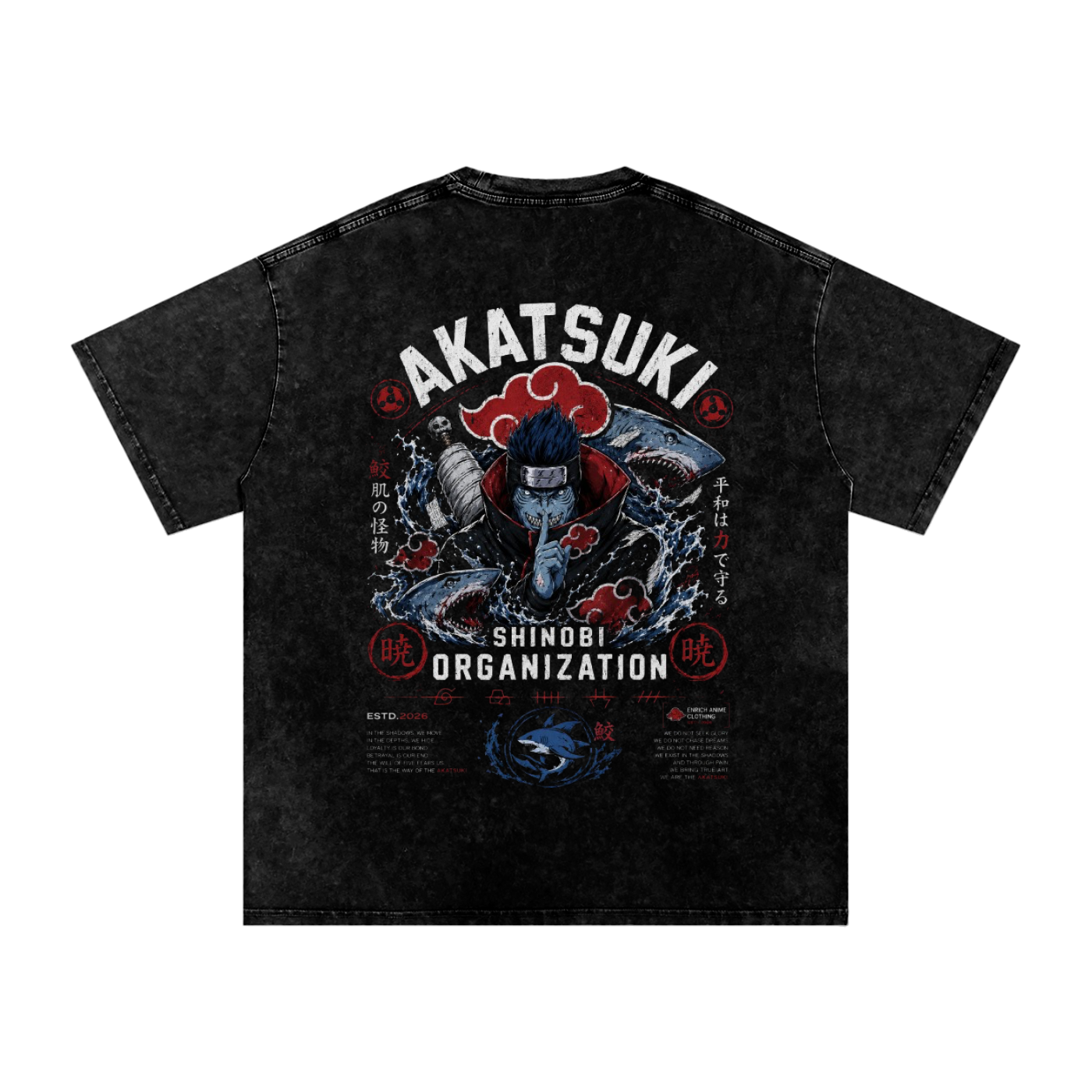 KISAME HOSHIGAKI AKATSUKI SHINOBI ORGAINIZATION NARUTO OVERSIZED T SHIRT