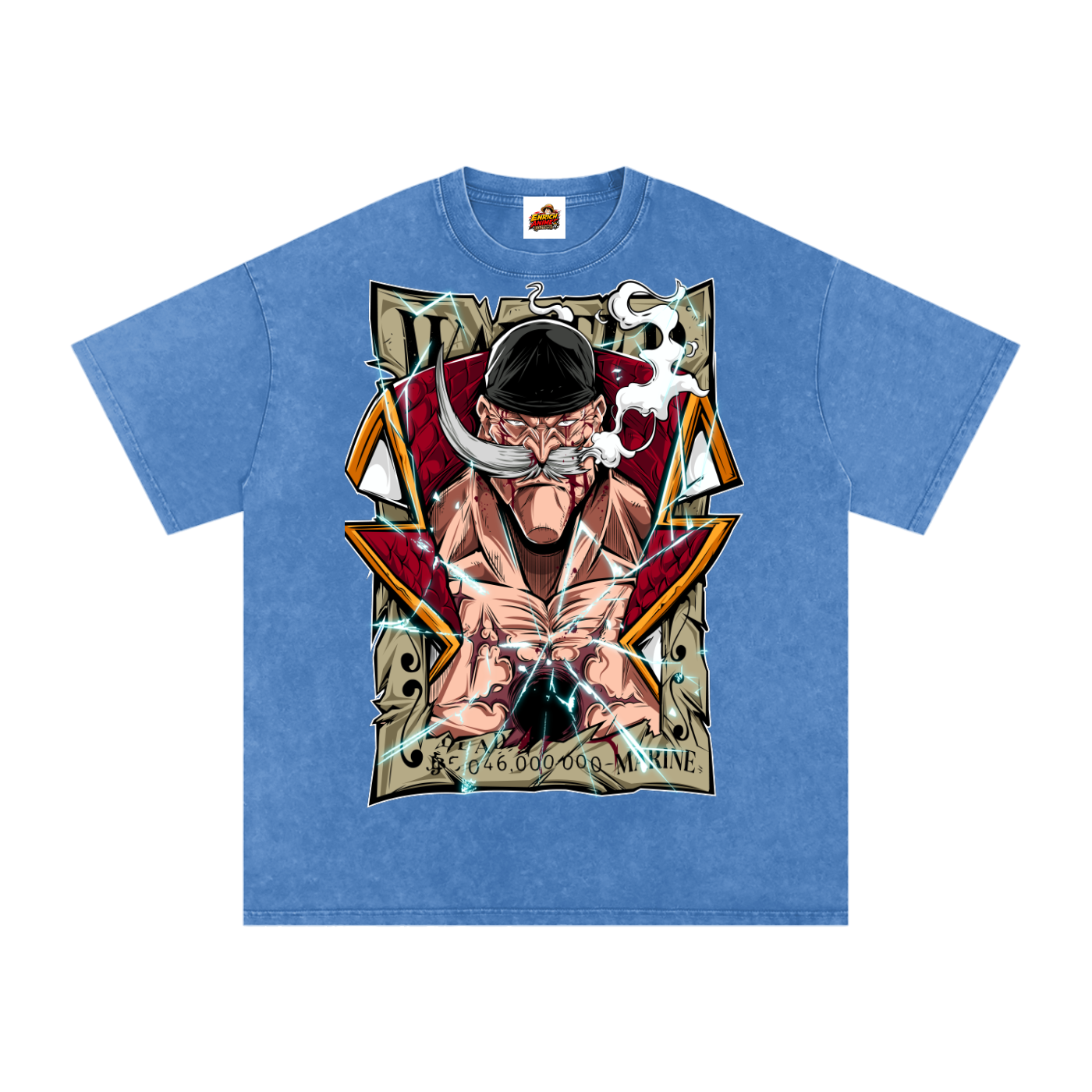 EDWARD NEWGATE WHITEBEARD WANTED POSTER ONE PIECE OVERSIZED T SHIRT