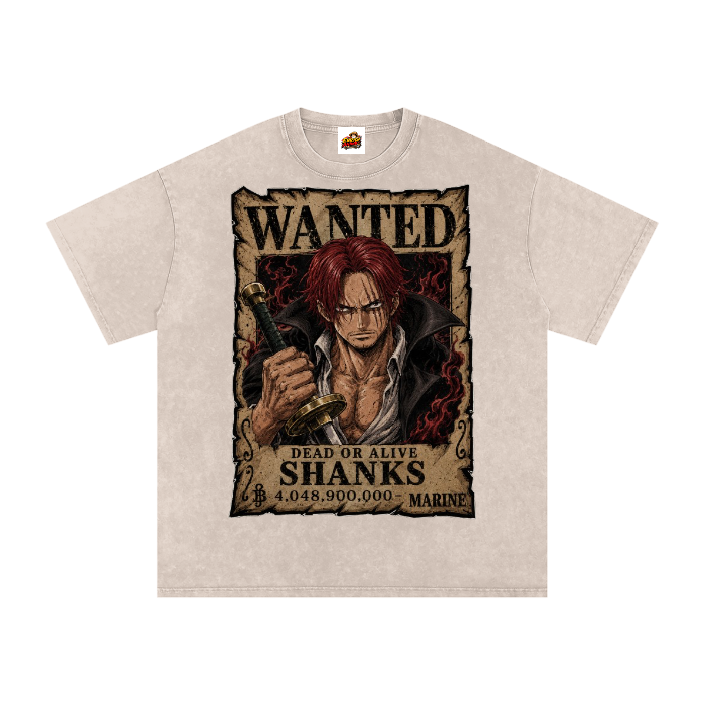 SHANKS WANTED POSTED ONE PIECE OVERSIZED T SHIRT