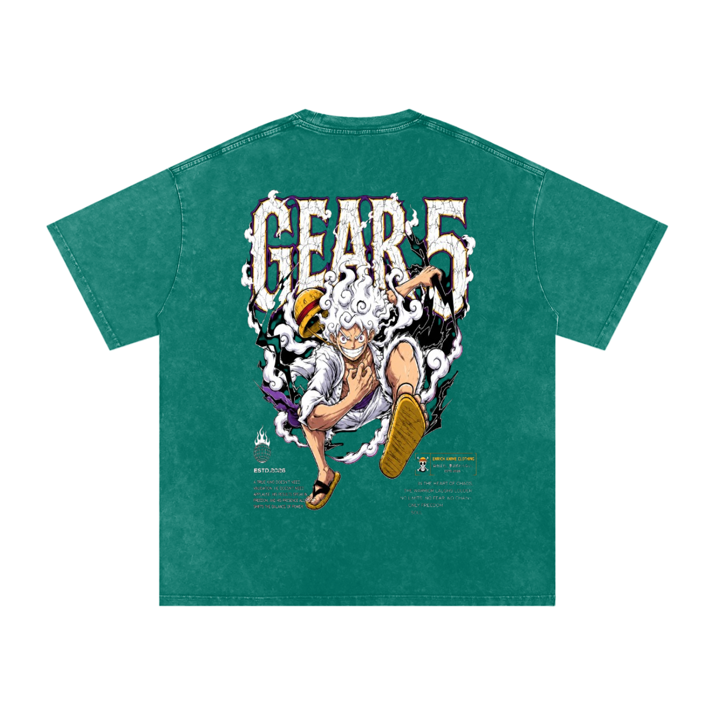 LUFFY GEAR 5 WANTED POSTER ONE PIECE OVERSIZED T SHIRT