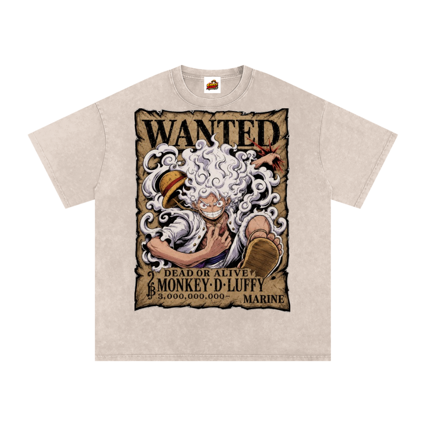 LUFFY GEAR 5 WANTED POSTER ONE PIECE OVERSIZED T SHIRT