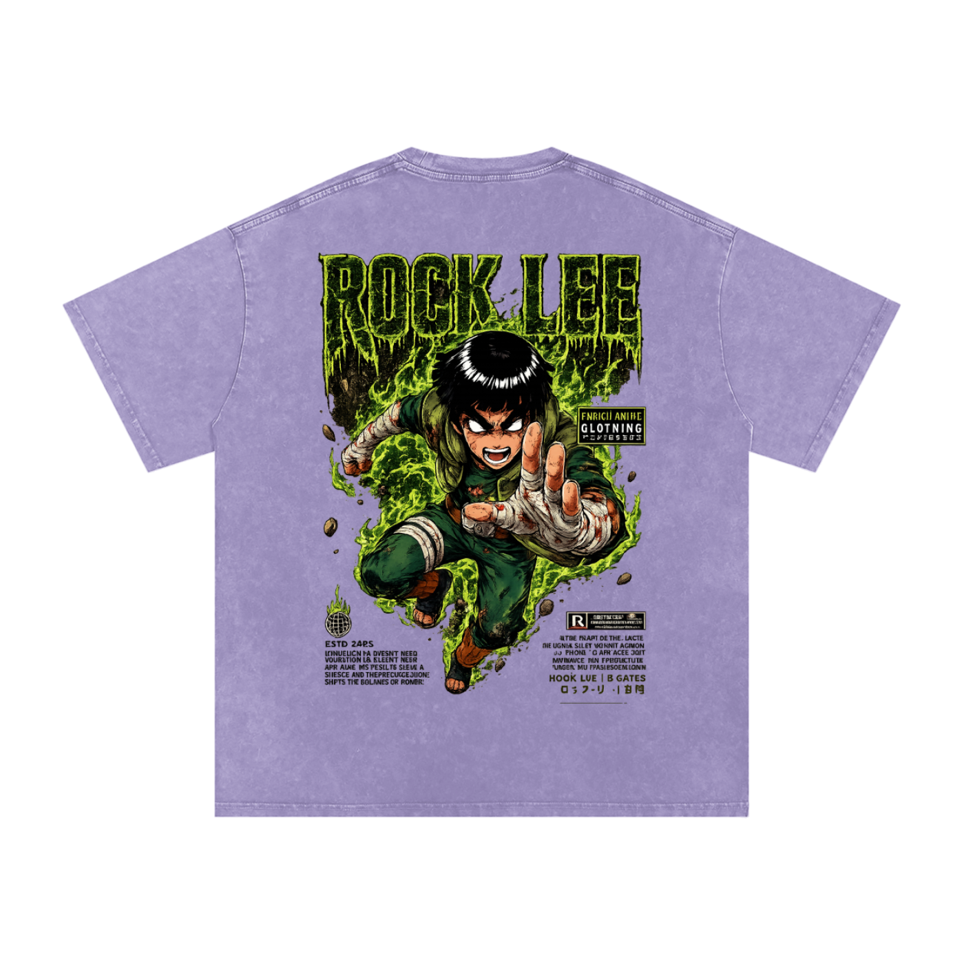ROCK LEE 5 INNER GATES NARUTO OVERSIZED T SHIRTS