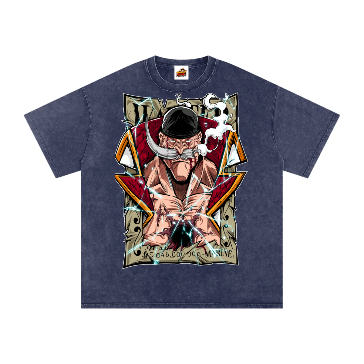 EDWARD NEWGATE WHITEBEARD WANTED POSTER ONE PIECE OVERSIZED T SHIRT