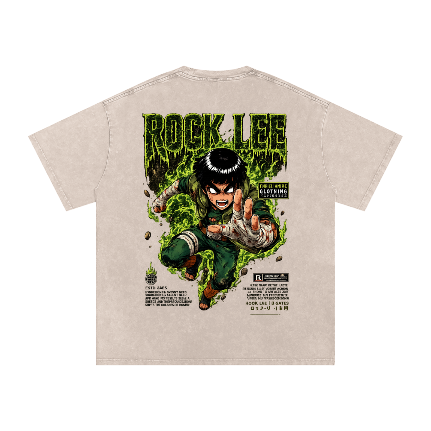ROCK LEE 5 INNER GATES NARUTO OVERSIZED T SHIRTS