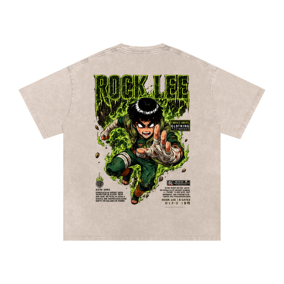 ROCK LEE 5 INNER GATES NARUTO OVERSIZED T SHIRTS