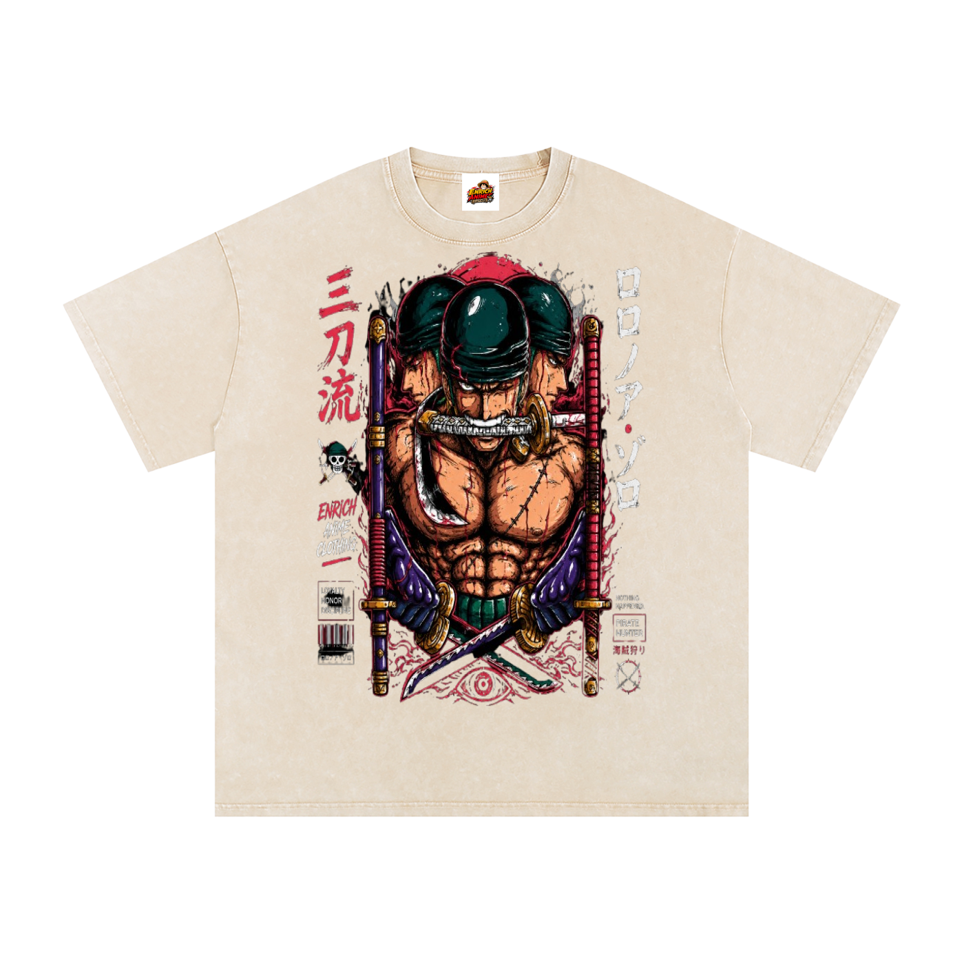 ZORO ASHURA BLADES DRAWN ONE PIECE OVERSIZED T SHIRT