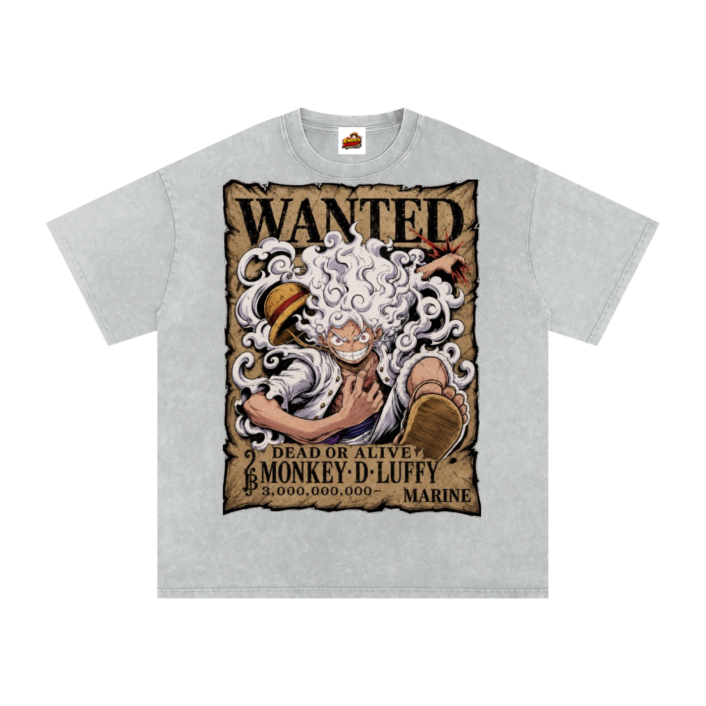 LUFFY GEAR 5 WANTED POSTER ONE PIECE OVERSIZED T SHIRT