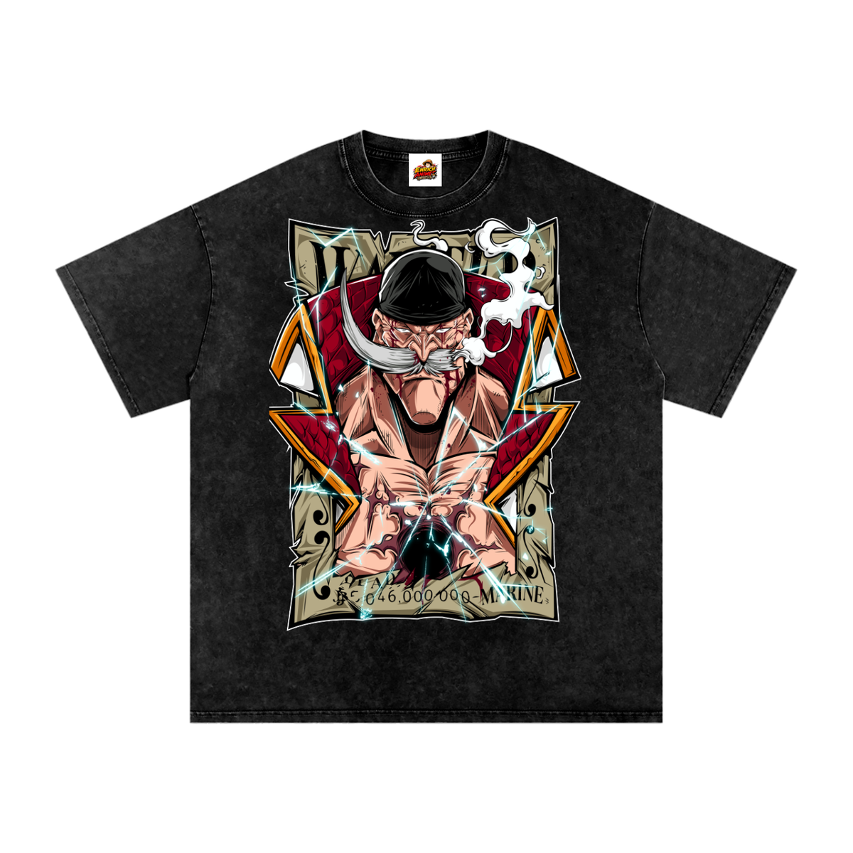 EDWARD NEWGATE WHITEBEARD WANTED POSTER ONE PIECE OVERSIZED T SHIRT