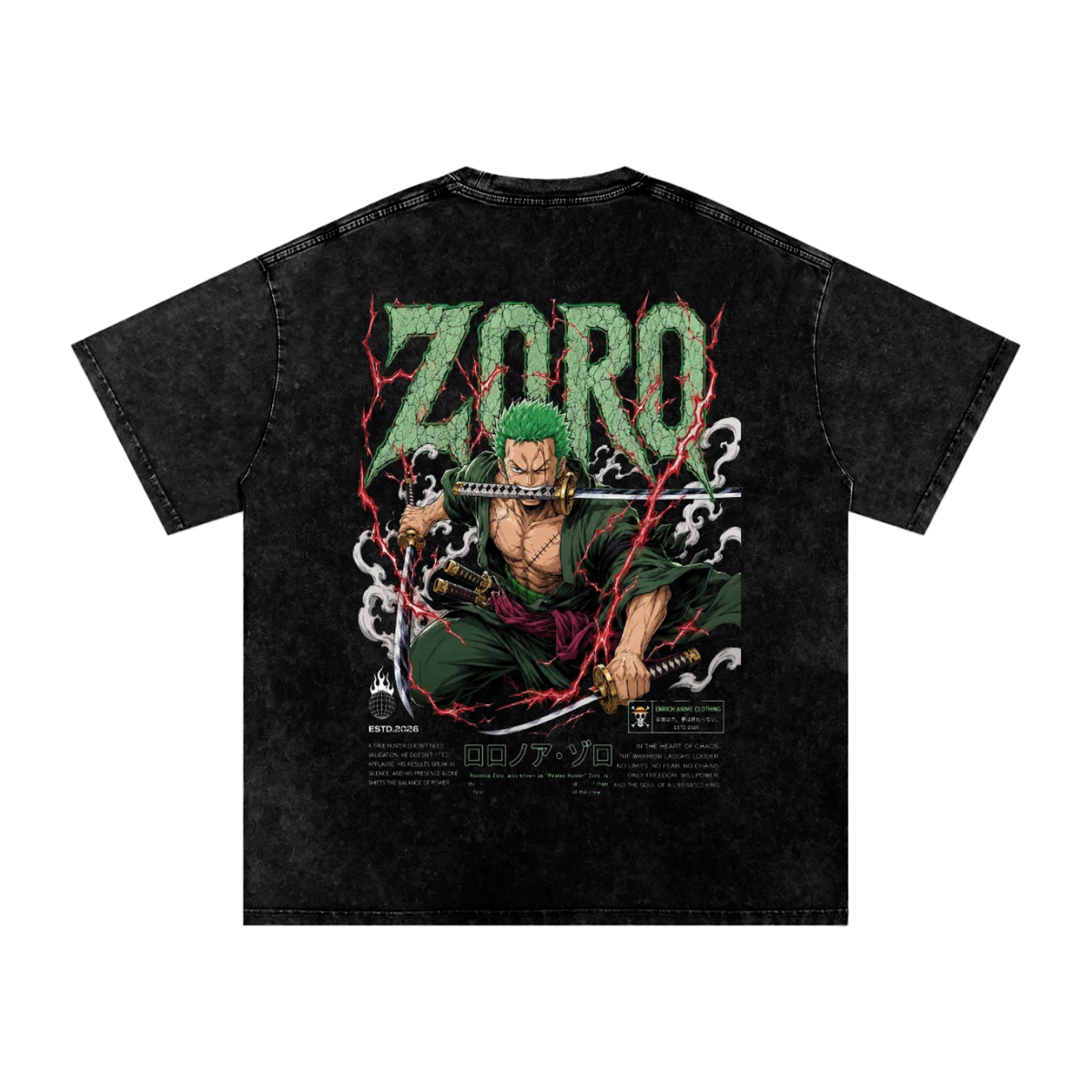 RORONOA ZORO WANTED POSTER ONE PIECE OVERSIZED T SHIRT