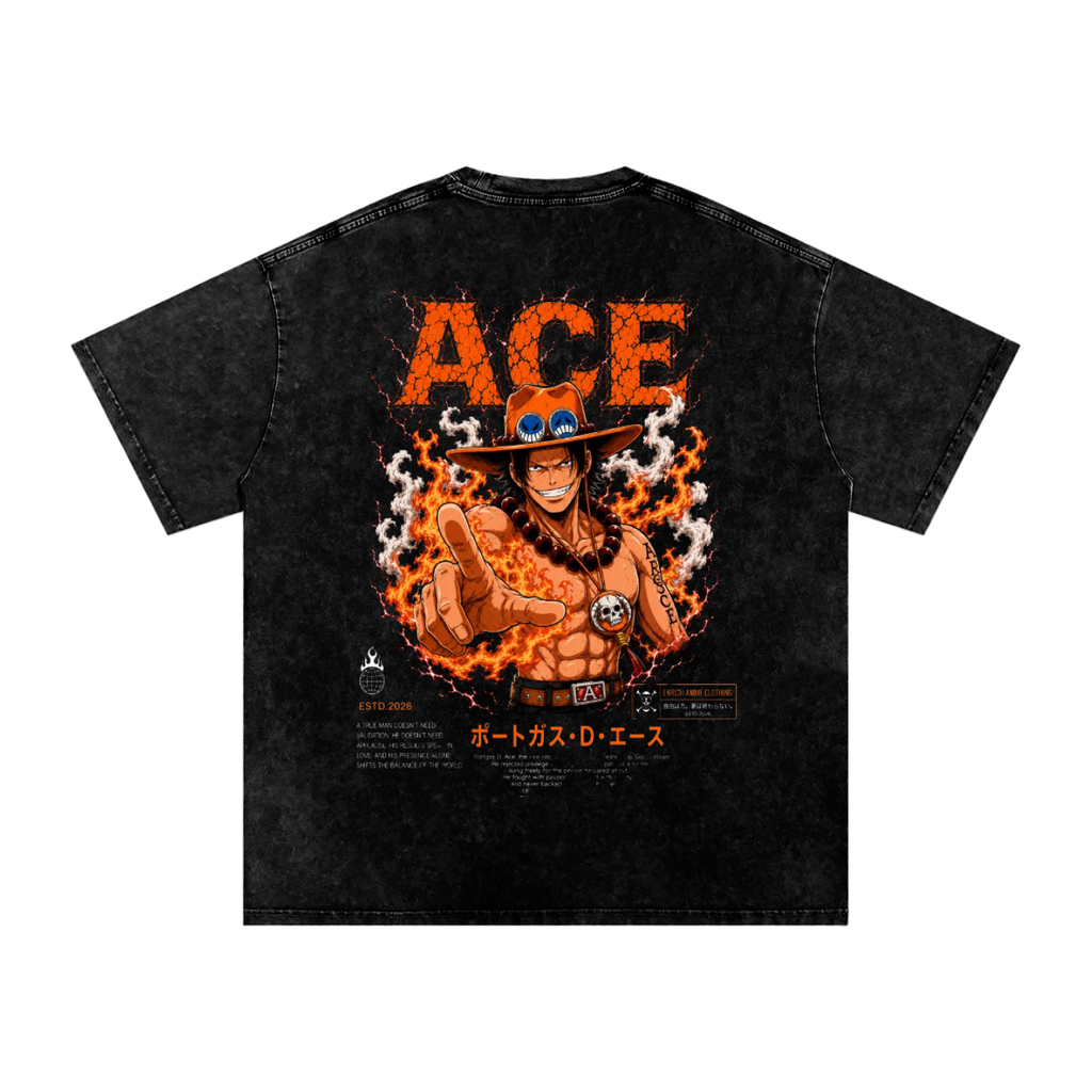 PORTGAS D. ACE WANTED POSTER ONE PIECE OVERSIZED T SHIRT