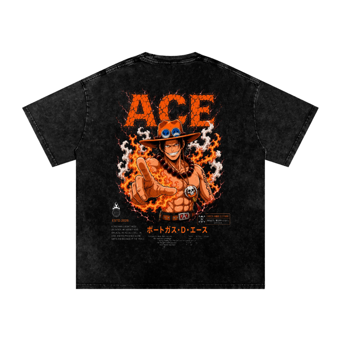 PORTGAS D. ACE WANTED POSTER ONE PIECE OVERSIZED T SHIRT